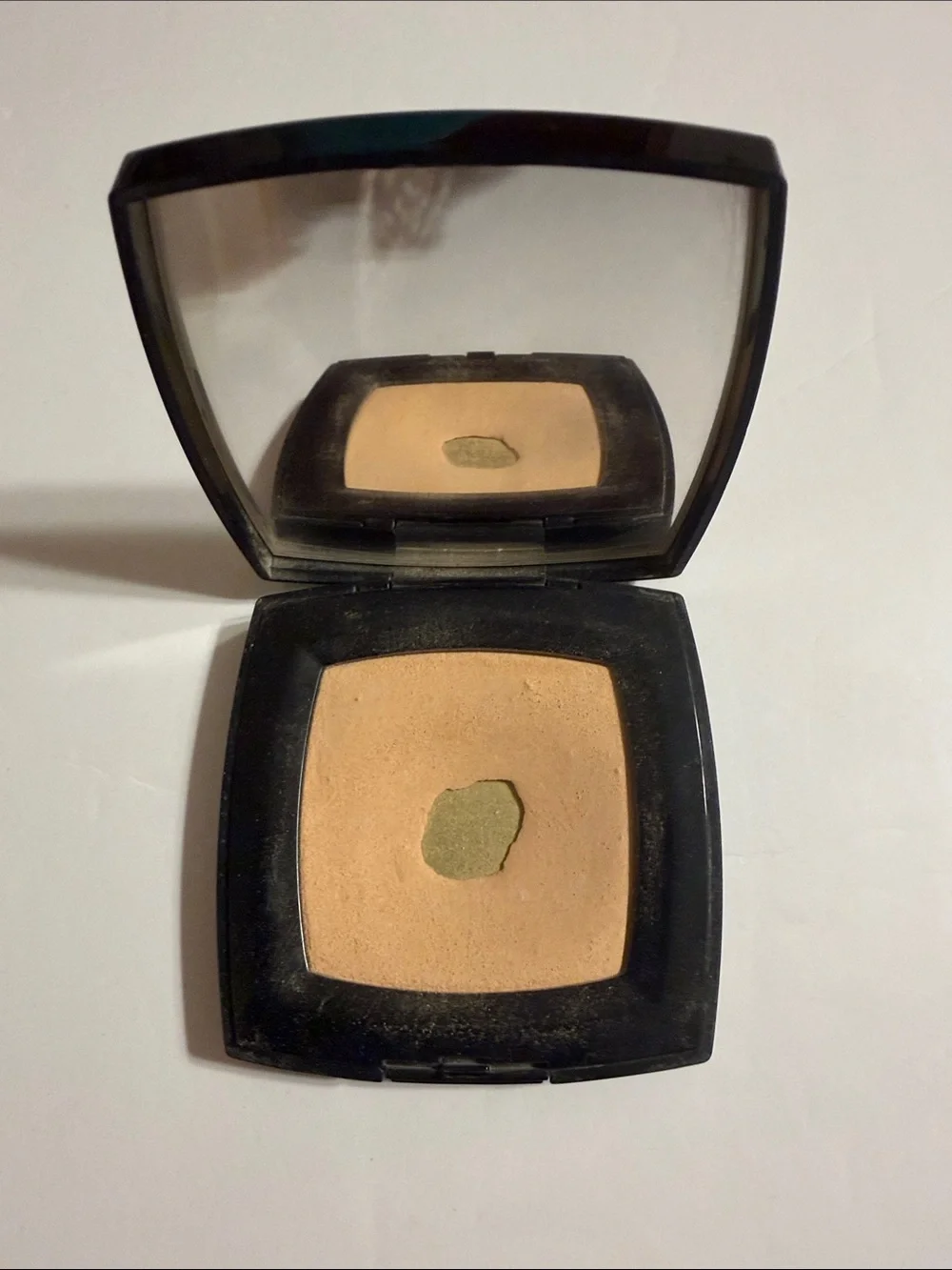 CHANEL Black Compact Powder Case with White CC Emblem